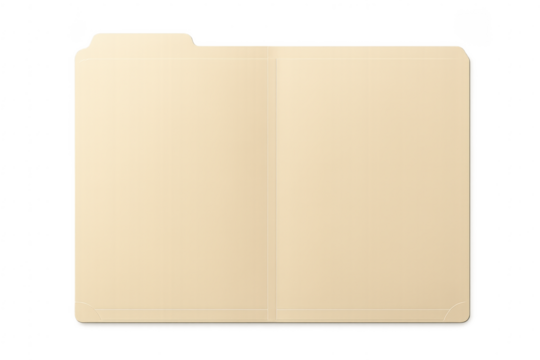 Manilla folder opening, organizing documents, transparent background