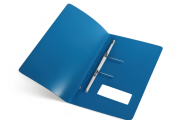 Open blue ring binder folder for office organization