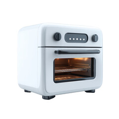 Modern white oven with control panel isolated on transparent background