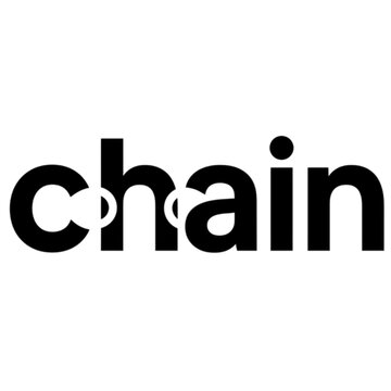 Creative black and white chain typography logo design.