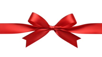 Elegant red fabric ribbon with a soft textured bow, isolated on transparent background — ideal for gift wrapping, luxury packaging, or festive digital designs,red bow isolated on transparent backgroun