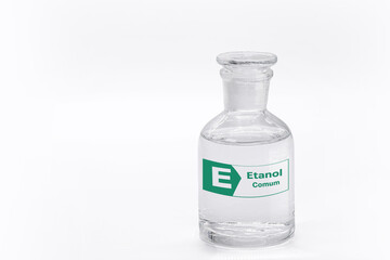 METHANOL, methyl alcohol or wood alcohol, is a chemical compound with formula CH3OH, used as an industrial solvent and fuel, ON ISOLATED WHITE BACKGROUND