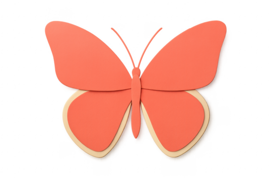 Butterfly cutout with red wings on transparent background - Powered by Adobe