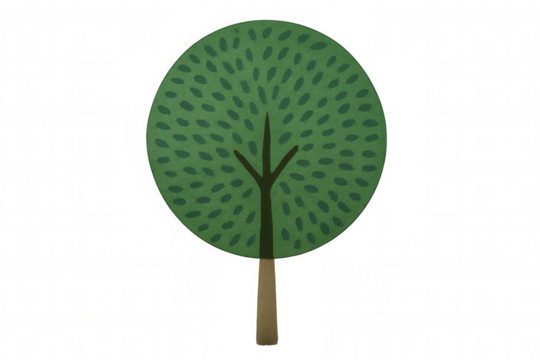 Stylized green tree drawing representing nature, environment, and ecological balance on transparent background