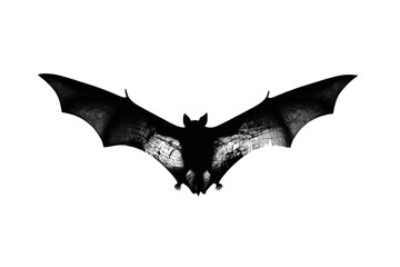 Fototapeta premium Silhouette of a bat with outstretched wings a dark and mysterious creature isolated on a white background