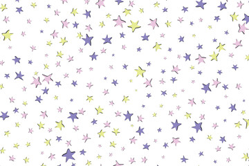 Color stars confetti background. Splash effect banner. Vector abstract illustration with blurred drops of rain for wallpaper, wrapping paper, backdrop, poster, card etc.
