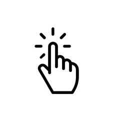Obraz premium Outline hand cursor icon pointing and clicking isolated on transparent background
