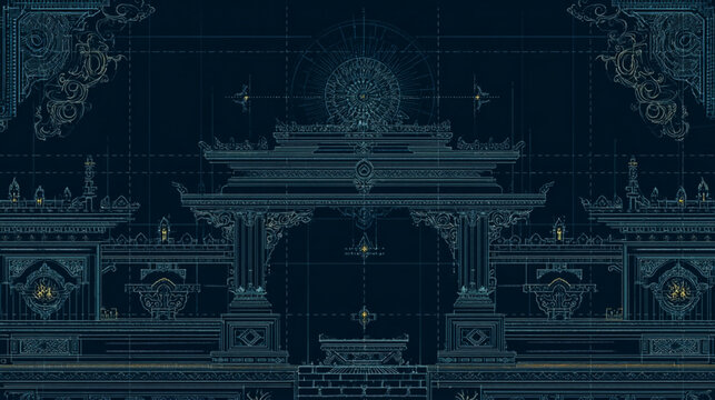 Grand pixel art temple with symmetrical and ornate architecture.