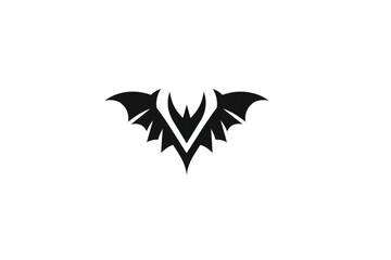 Obraz premium Stylized bat logo design simple black silhouette on white background vector illustration for branding and identity