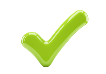 Green check mark PNG isolated on transparent background, symbol for approval and confirmation