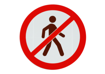 No pedestrian sign PNG isolated on transparent background, prohibition symbol for safety and traffic regulations