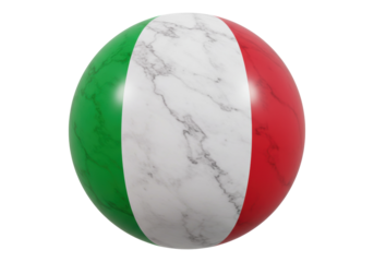 Italian flag beach ball isolated on transparent background, summer fun and patriotic symbol for Italy national holidays
