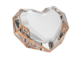 Elegant crystal heart paperweight isolated on transparent background, decorative object for Valentine s Day and romantic gifts