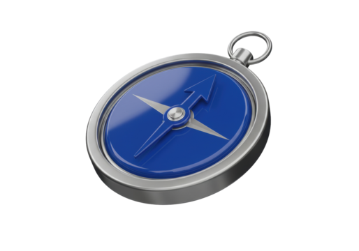 Blue compass isolated on transparent background, navigation tool for travel and exploration in PNG format - Powered by Adobe
