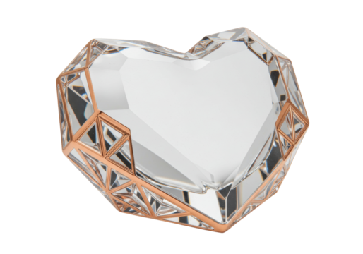 Elegant crystal heart paperweight isolated on transparent background, decorative object for Valentine s Day and romantic gifts