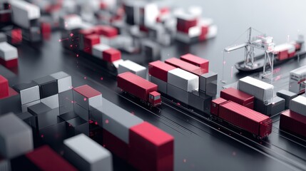 Global supply chain management visualizing cargo container logistics and freight distribution networks using modern digital transportation technology