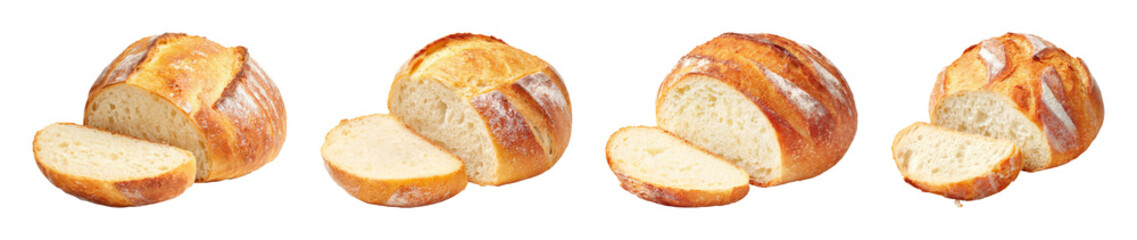 Artisanal Freshly Baked Loaf Bread Isolated PNG Set Transparent Backround