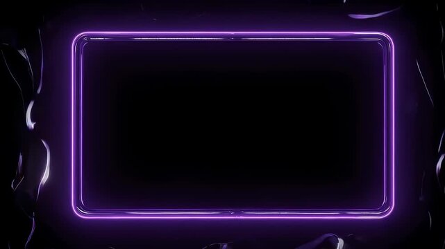 A vibrant, glowing purple frame with dark liquid-like substance surrounding a blank, black center