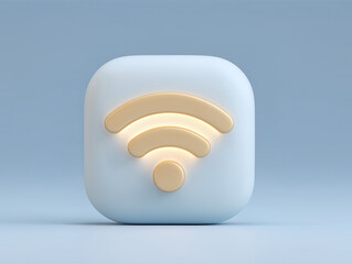 3D Wi-Fi icon with luminous blue glow