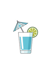 Refreshing Flat Vector Cocktail Drink With Lime and Umbrella