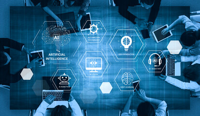 AI learning system involves deep learning, supervised machine learning, and natural language processing. AI learning diagram shows how AI advances learn in automation and data processing. Spline