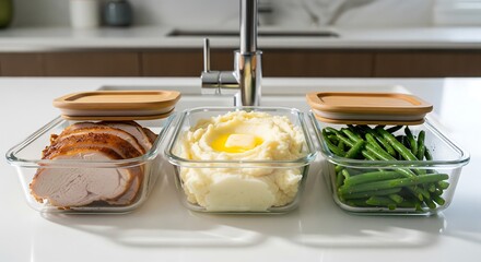 Thanksgiving Leftovers in Glass Containers
