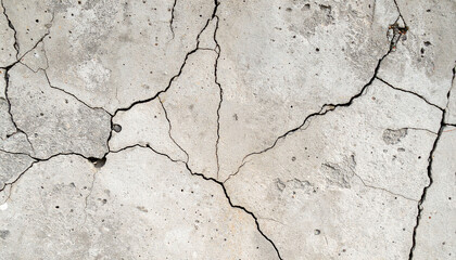 Fototapeta premium Close up view of a cracked concrete surface with visible lines and textures in a full frame shot