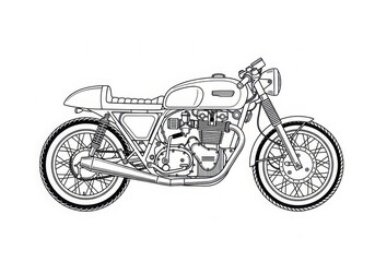 Fototapeta premium Cafe racer motorcycle line art isolated on white background