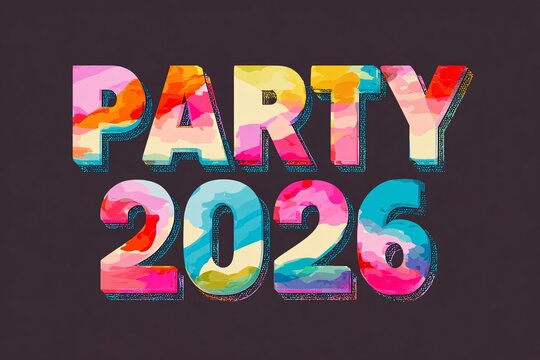 "PARTY 2026" text on a beautiful neutral background for designers, marketers and IT professionals. Popular business card, illustration, object, symbol, texture, pattern, holiday, business, vacation. - Powered by Adobe
