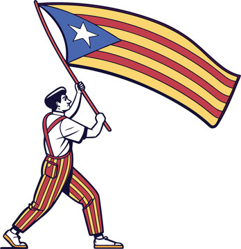 Figure waving puerto rican flag with star demonstrating national pride and patriotism isolated on transparent background
