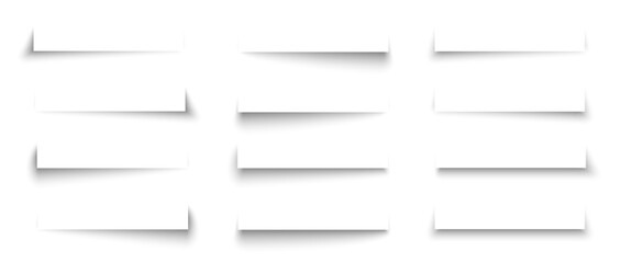 Realistic paper shadow overlay with soft 3D depth. Minimal vector frame for poster, banner or web layout. Clean modern design for cards, photos or transparent templates.