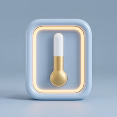 3D thermometer icon with luminous blue glow