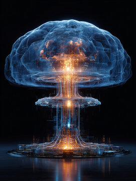 Artificial intelligence brain creating digital explosion