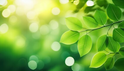 Naklejka premium Green Leaf Background Blurred Leaves And Circular Bokeh Abstract Wallpaper For Backdrop And Design