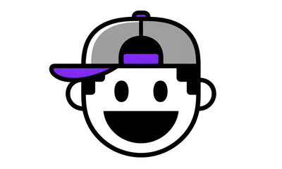 Obraz premium Smiling Cartoon Character Wearing Baseball Cap Isolated on White Background.