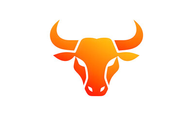 Fiery orange bull head logo vector illustration on a white background
