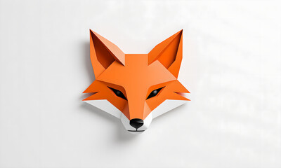 Geometric Fox Head Illustration: Orange and White Low-Poly Animal Design