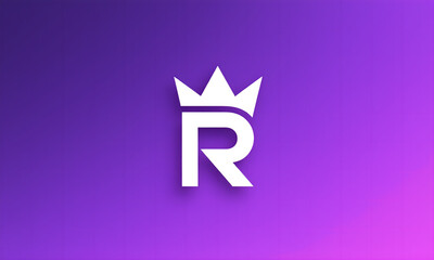 Modern 'R' Crown Logo on Gradient Purple Background - Branding Concept