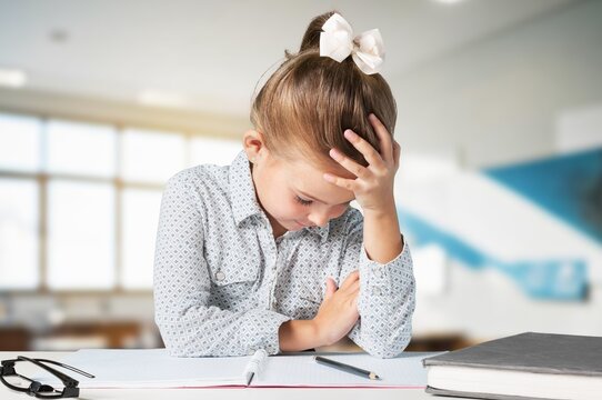 Bored school child student tired of learning