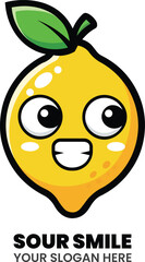 Smiling Lemon Mascot Logo for Citrus Beverage and Fruit Branding