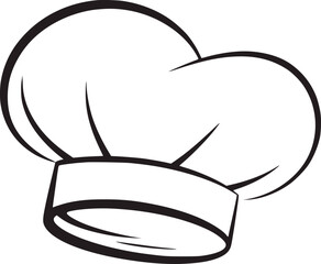 Chef hat black and white line drawing cooking kitchen