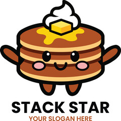 Stack Star Pancake Mascot Logo for Breakfast and Cafe Branding