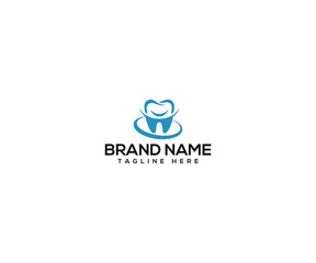 Tooth Logo Design: A clean and modern dental logo featuring a smiling tooth emblem, ready to represent a dental practice. Symbol of health and care.