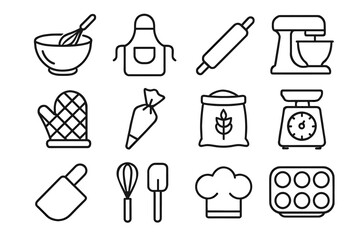 Baking icons: tools and utensils for culinary creativity in the kitchen
