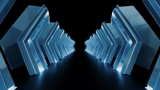 Futuristic, glowing arrow tunnel