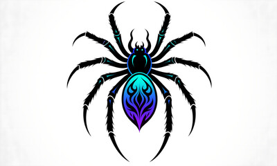 Stylized Spider Vector Illustration with Gradient Colors on White Background