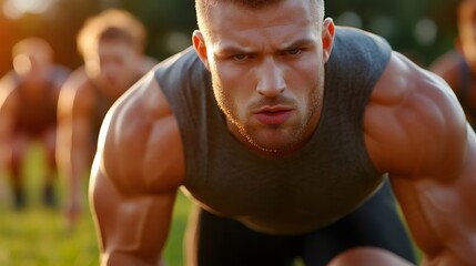 Athlete starting race focused on competition and goal