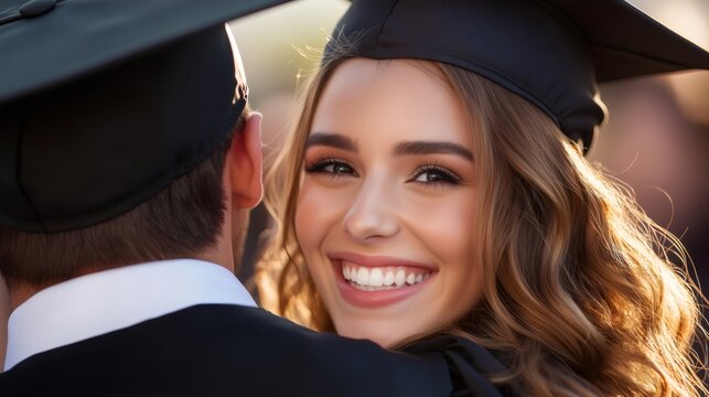 Happy woman student celebrating graduation and educational success