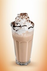 Glass of tasty fresh iced latte coffee