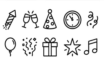 Fototapeta premium Celebration, party outline icon set. festivity, event icons outline collection